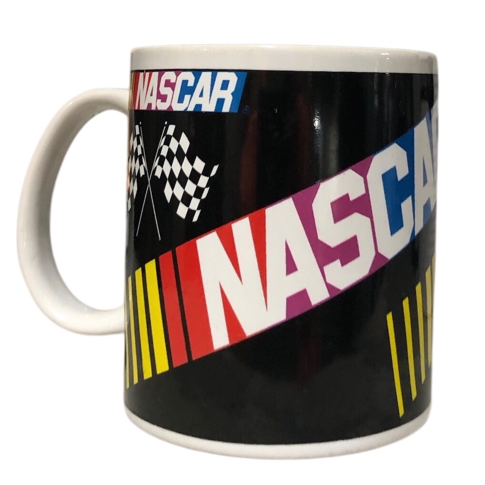 NASCAR Black Mug with Colorful‎ Stripes